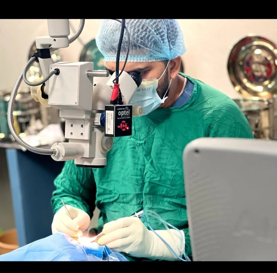Operating theatre prepared for reconstructive eye surgery